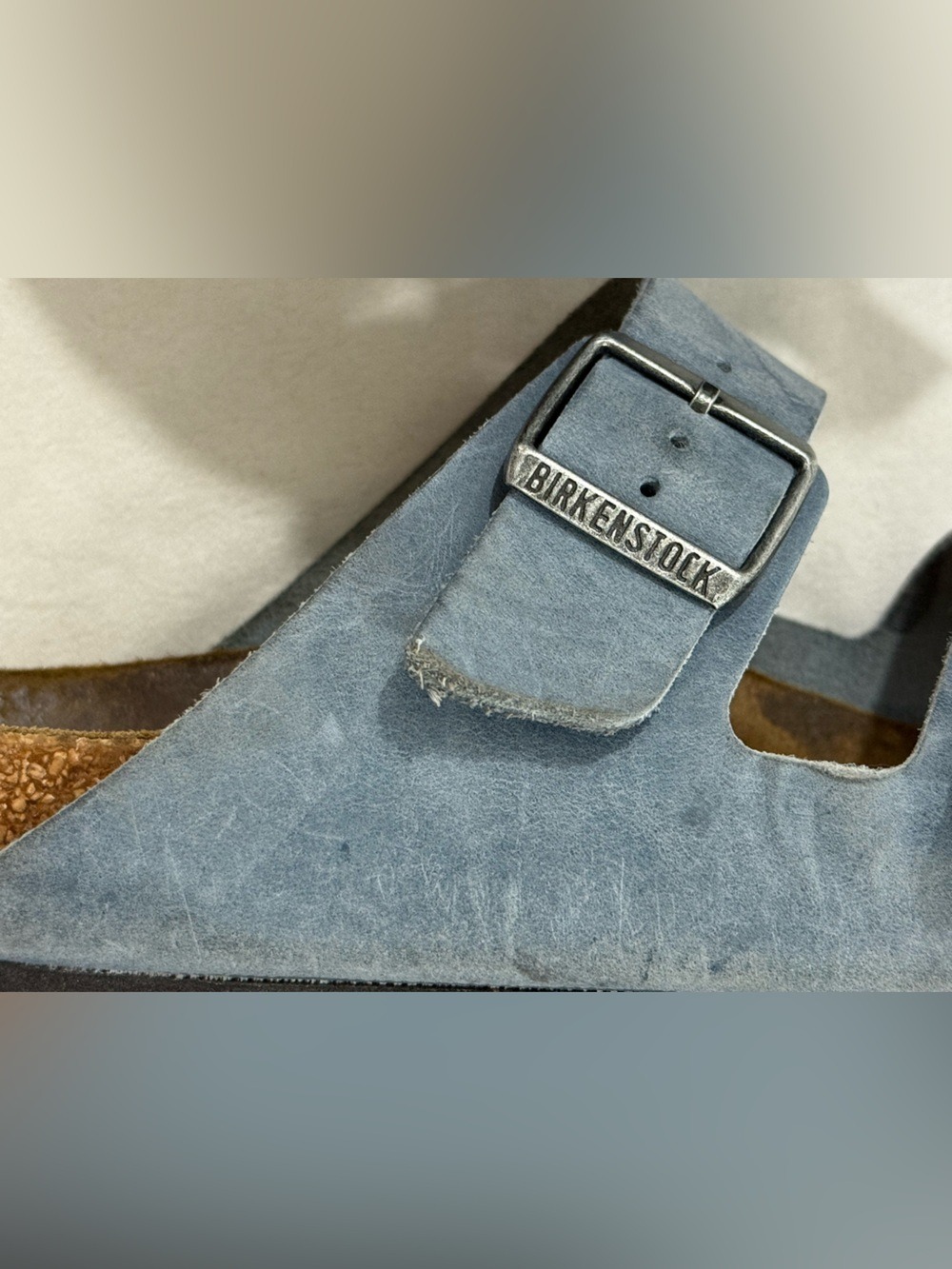 Birkenstock Arizona Suede Sandals Stone Blue Narrow EU 39 US 8 8.5 Double Strap - Picture 3 of 11